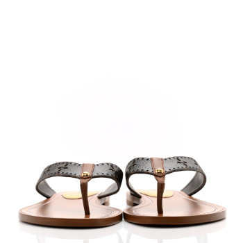 LOUIS VUITTON Monogram Sunny Flat Thong Sandals 38 Brown