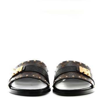 LOUIS VUITTON Monogram Lock It Mules 38