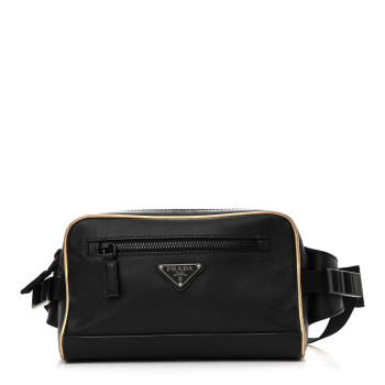 PRADA Saffiano Travel Belt Bag Black Platino