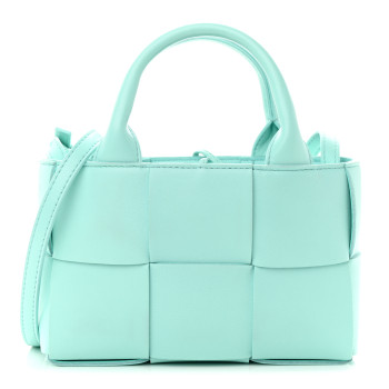 BOTTEGA VENETA Lambskin Maxi Intreccio Candy Arco Tote Celadon