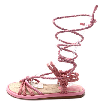 LOUIS VUITTON Fabric Maia Rope Flat Sandal 38 Rose Clair