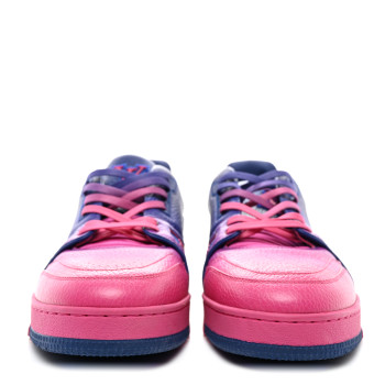 LOUIS VUITTON Calfskin Monogram Mens LV Trainer Sneakers 9 Blue Pink