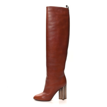 LOUIS VUITTON Calfskin Silhouette High Boots 36 Cognac