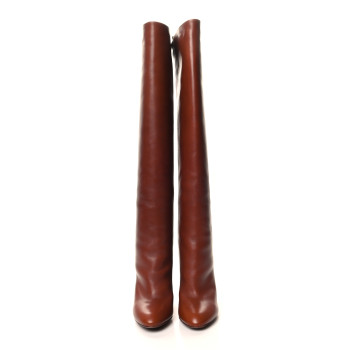 LOUIS VUITTON Calfskin Silhouette High Boots 36 Cognac