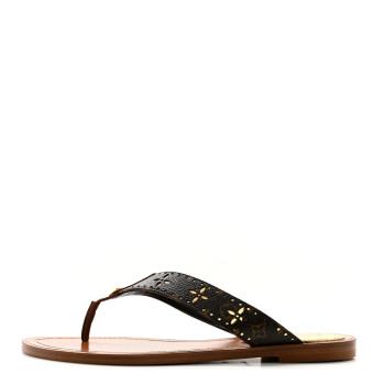 LOUIS VUITTON Monogram Sunny Flat Thong Sandals 37 Brown