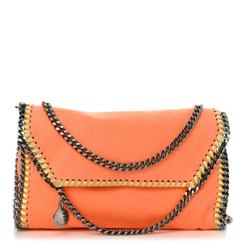 STELLA MCCARTNEY Shaggy Deer Mini Falabella Crossbody Neon Orange