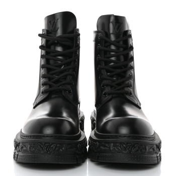 LOUIS VUITTON Calfskin Baroque Flat Ranger Boots 11 Black