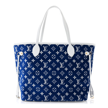 LOUIS VUITTON Jacquard Velvet Monogram LV Match Neverfull MM Bleu