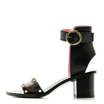 LOUIS VUITTON Calfskin Monogram Passenger Sandals 38.5 Black