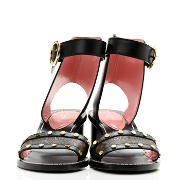 LOUIS VUITTON Calfskin Monogram Passenger Sandals 38.5 Black