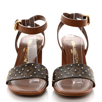 LOUIS VUITTON Calfskin Perforated Monogram Silhouette Sandals 36 Gold