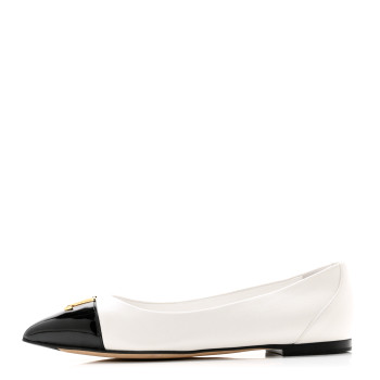 LOUIS VUITTON Lambskin Capucines Flat Ballerinas 36.5 White Black