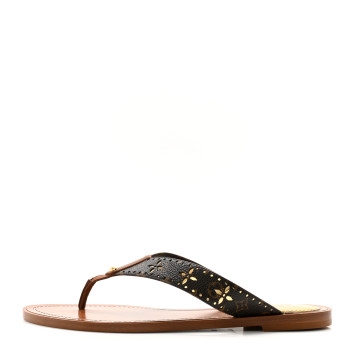 LOUIS VUITTON Monogram Sunny Flat Thong Sandals 38 Brown