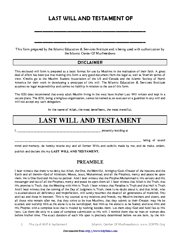 Tennessee Last Will And Testament Form - PDFSimpli