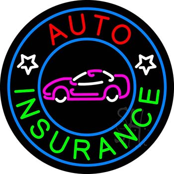 Round Auto Insurance Car Logo LED Neon Sign