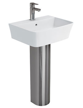 Britton Fine S40 Wash Basin 50cm With Stainless Steel Full Pedestal