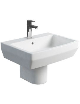 Britton Cube S20 White 600mm Basin With Round Semi Pedestal