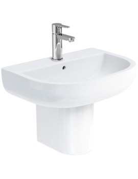 Britton Compact 550mm Wash Basin With Round Semi Pedestal