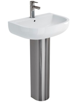 Britton Compact 550mm Washbasin And Stainless Steel Full Pedestal