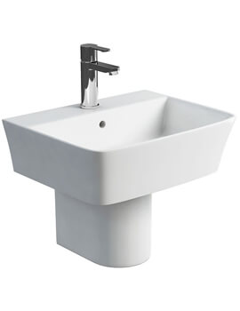 Britton Fine S40 Wash Basin 50cm With Round Fronted Semi Pedestal