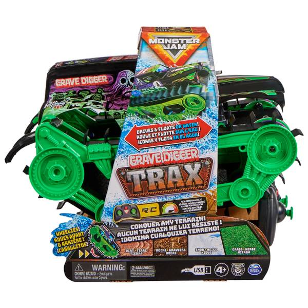 Monster Jam Grave Digger Trax All-Terrain Remote Control Outdoor ...