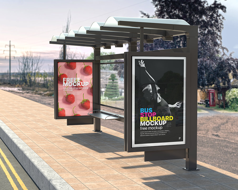 Free Bus Stop Billboard Mockup - PsFiles