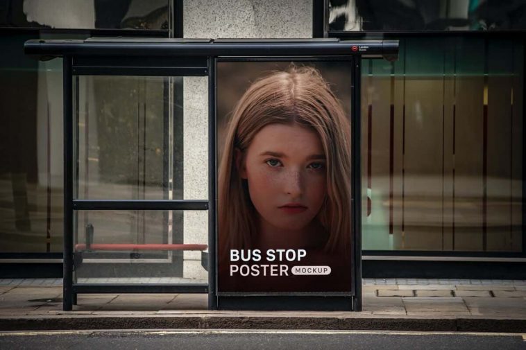 Free London Bus Stop Poster Mockup PSD - PsFiles