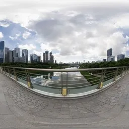 Daytime cloudy footbridge