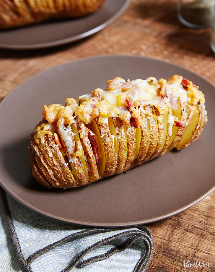 hasselback cheese and bacon baked potatoes recipe