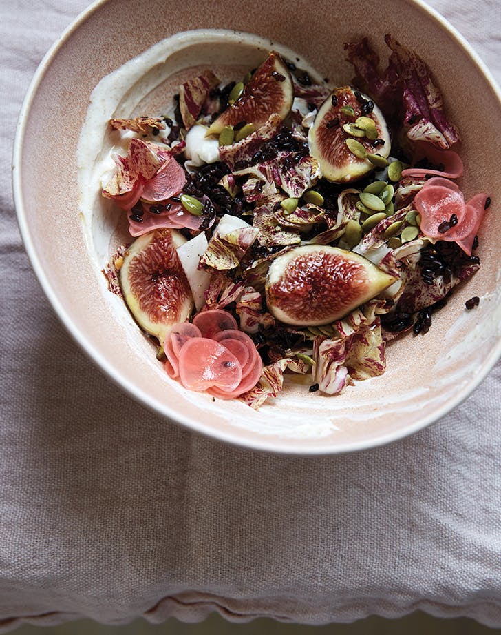 fig recipes black rice bowl with figs radicchio pickled radishes and pepitas recipe