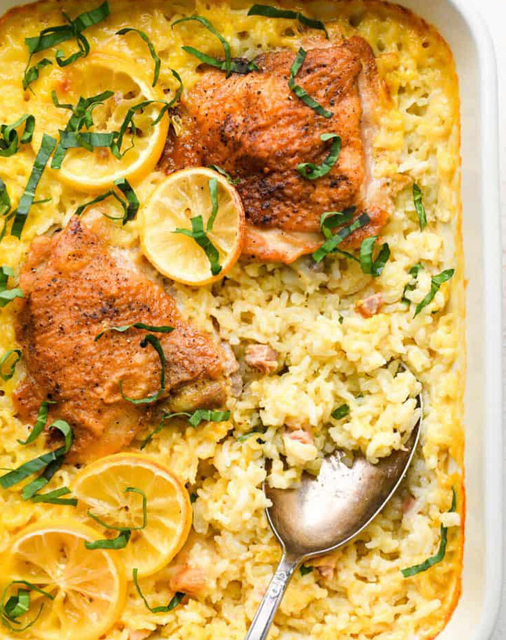 chicken casserole recipes: lemon chicken and rice casserole