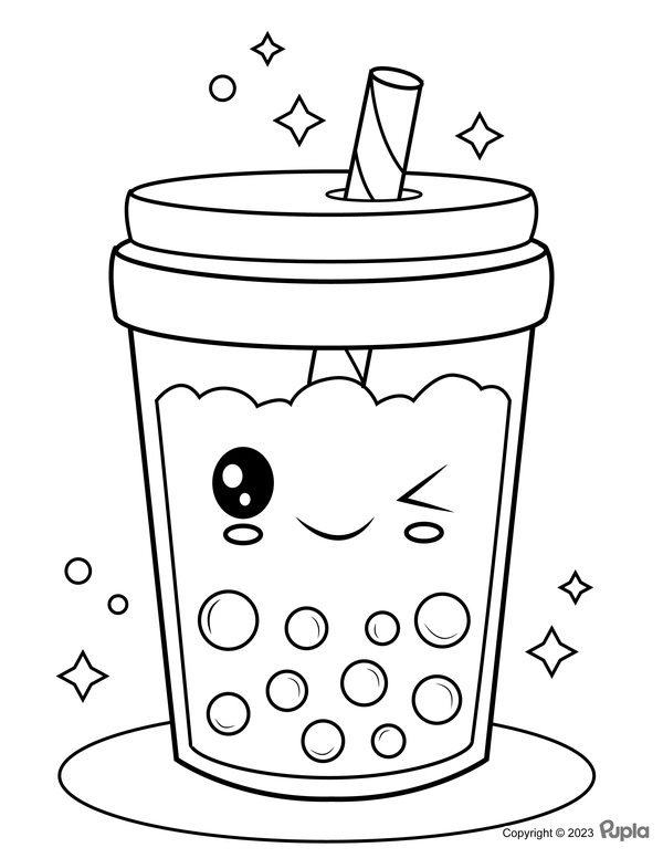 🖍️ Boba Tea Winking - Printable Coloring Page for Free - Pupla.com