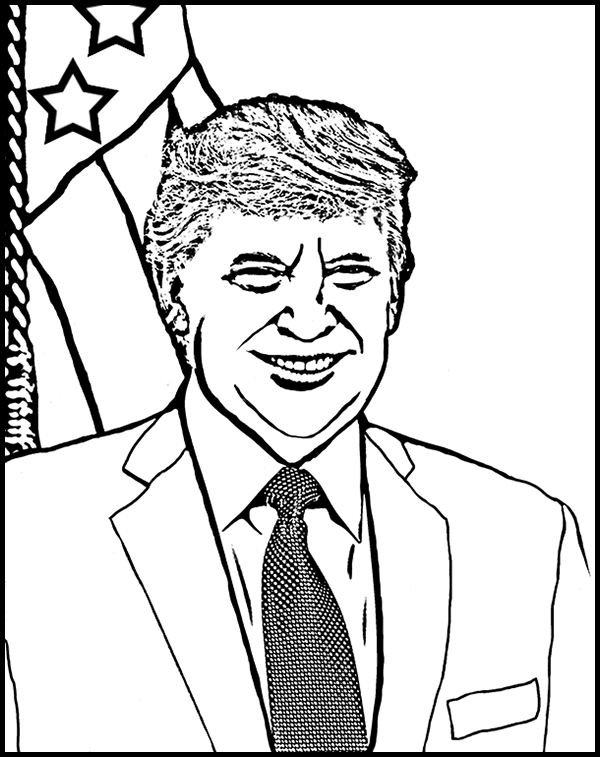 Donald Trump Coloring Page | Purple Kitty