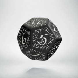 D12 Elvish Black & white Die