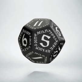 D12 Runic Black & white Die