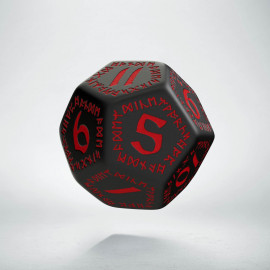 D12 Runic Black & red Die