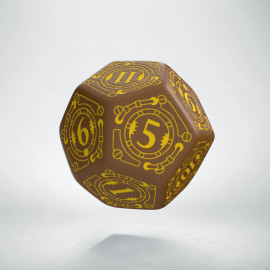 D12 Steampunk Brown & yellow Die