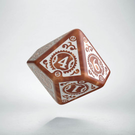 D10 Steampunk Clockwork Caramel & white Die (1)