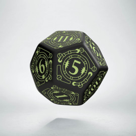 D12 Steampunk Black - glow in the dark die