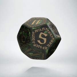 D12 Runic Bottle green & gold Die (1)