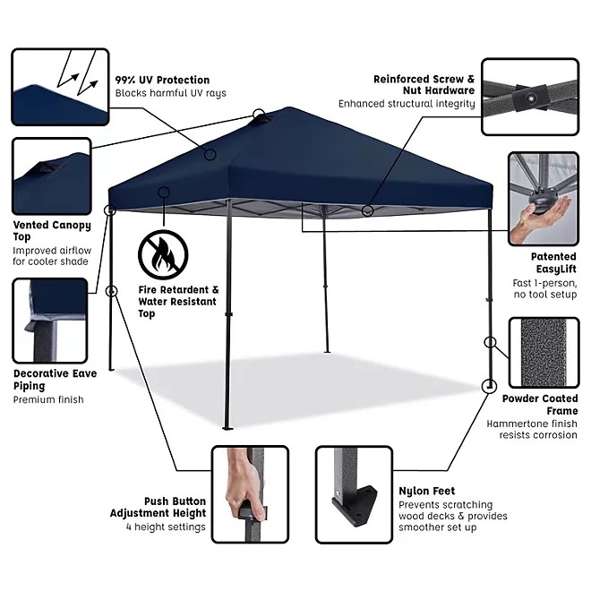 Member's Mark 10' x 10' Instant Canopy with Patented EasyLift Technology