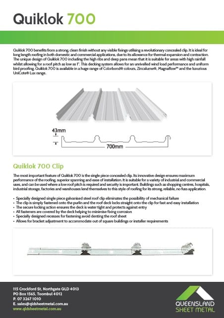 Quiklok 700 - Qldsheetmetal