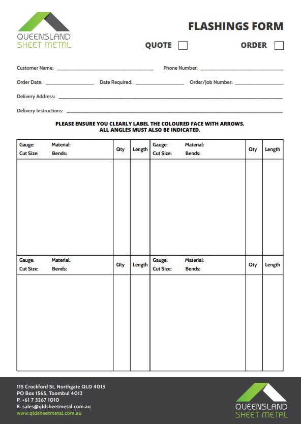 Qldsheetmetal Flashings Form