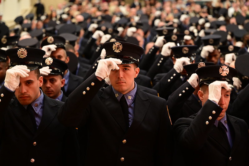 Probationary firefighters graduate from Queens College on Dec. 27. Photo: FDNY Flickr.