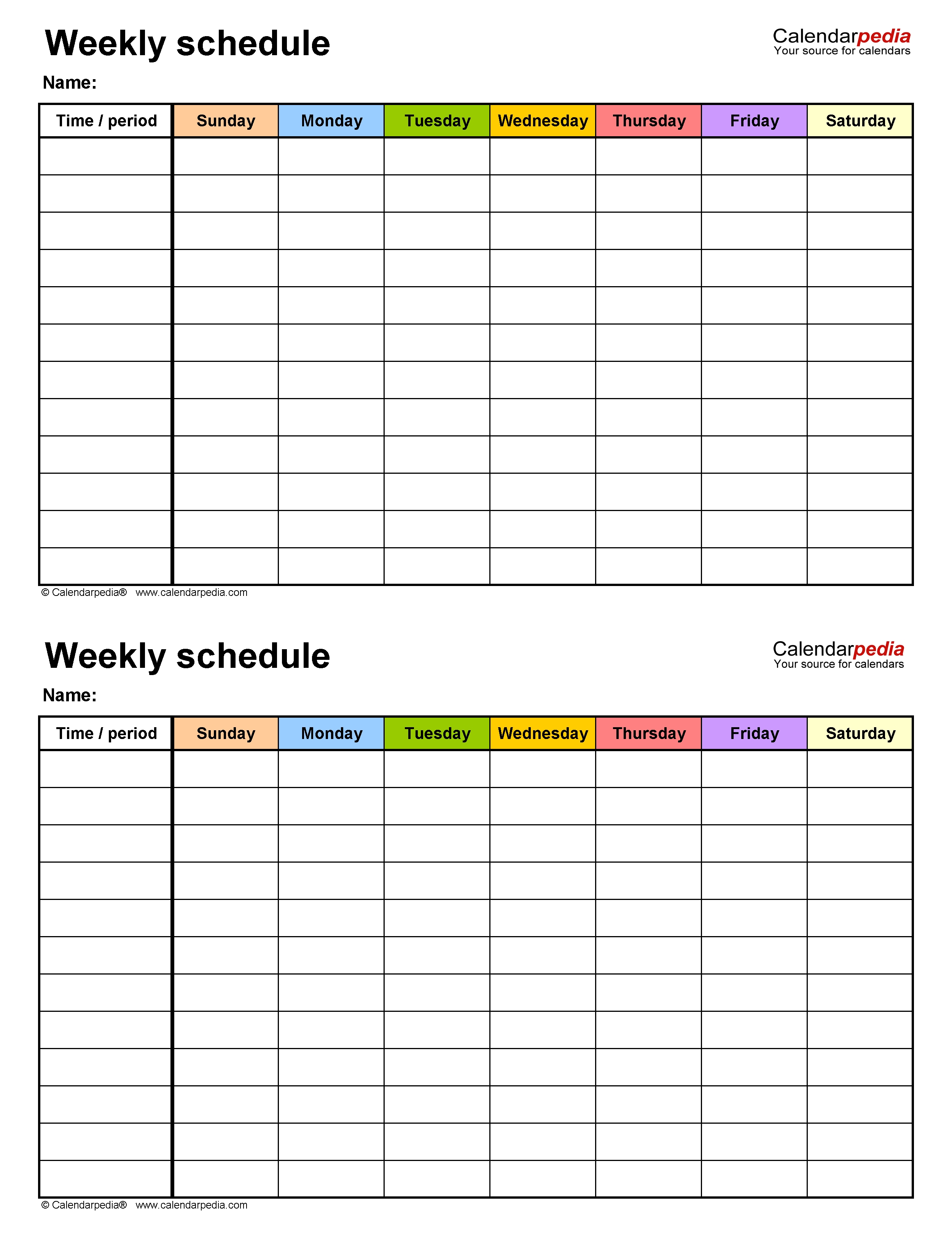 Free Weekly Schedule Templates For Pdf - 18 Templates