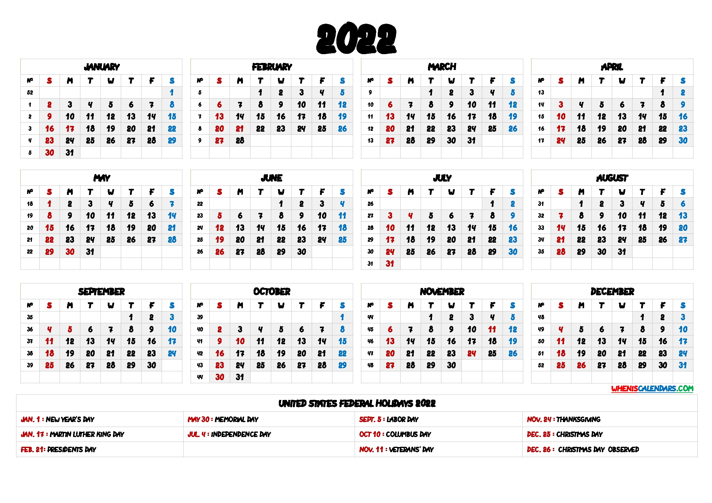 Best Calendar 2022 Malaysia Template