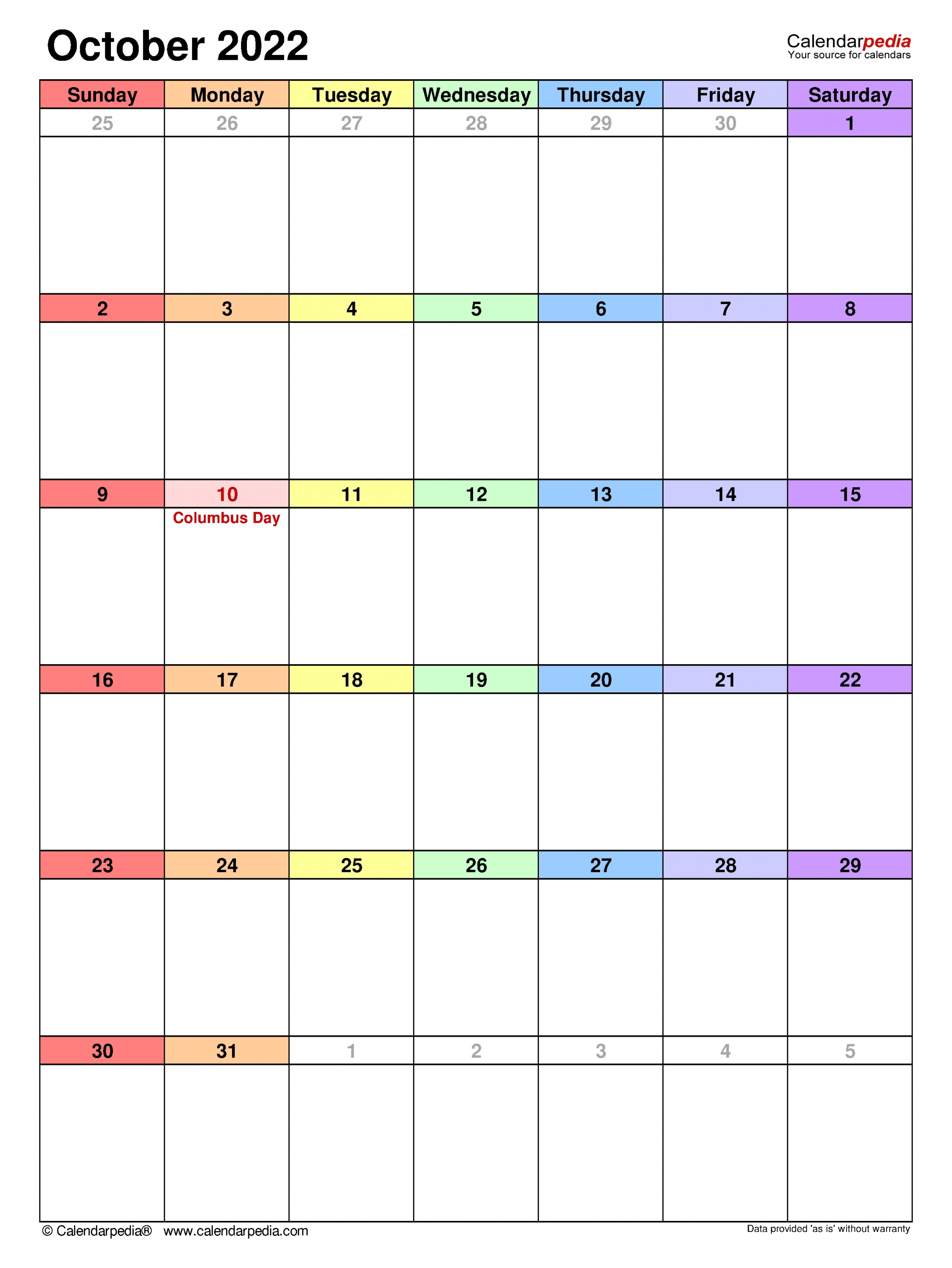 The Free Monthly Calendar Template 2022