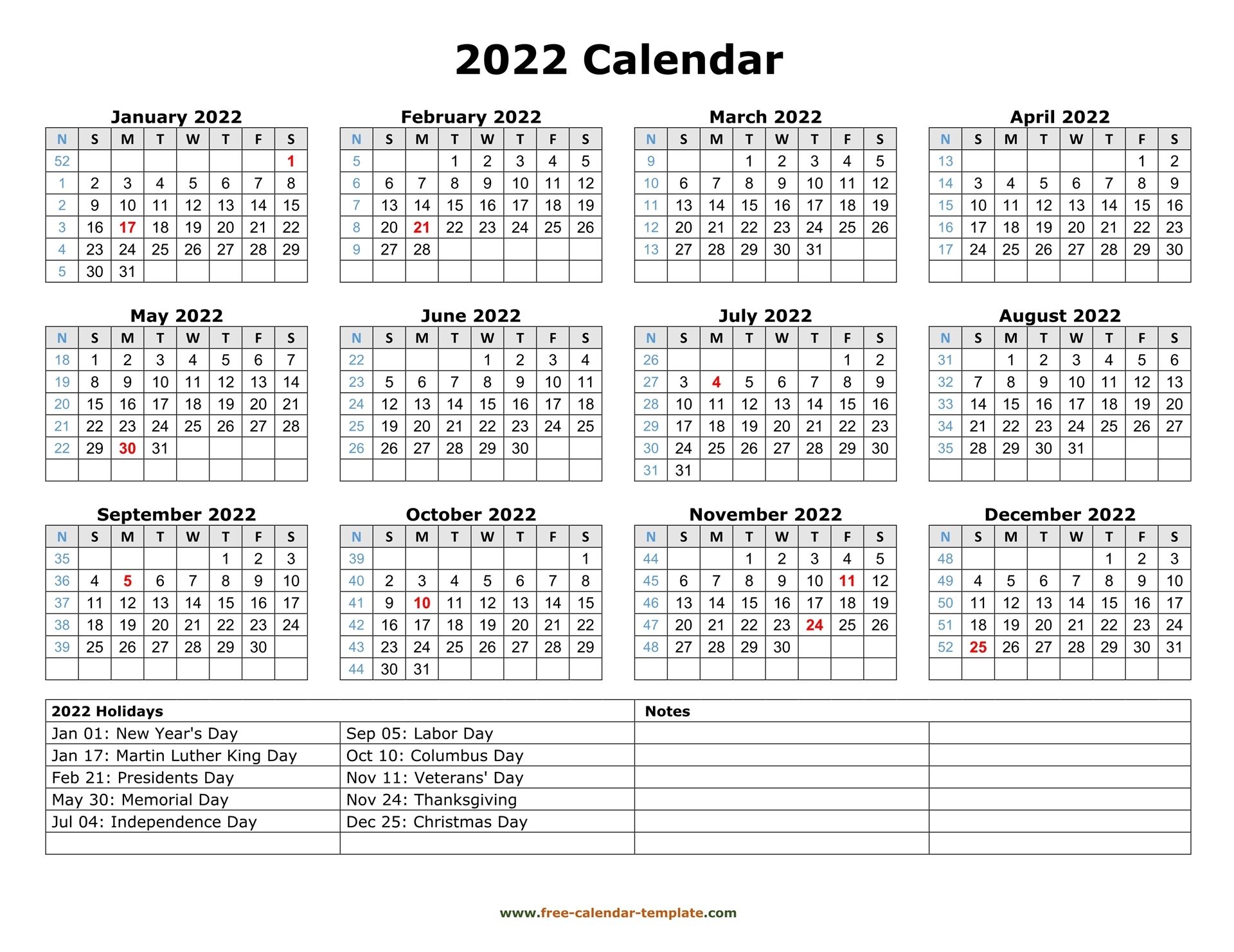 Free Calendar Labs 2022 Template