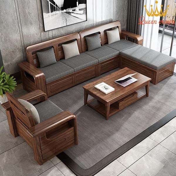 sofa gỗ chữ l