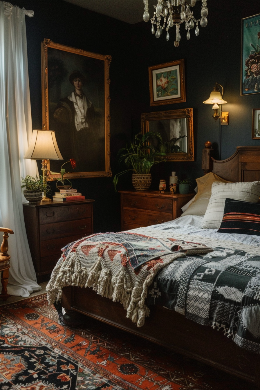 Eclectic Elegance Showcasing the Fusion of Styles in Moody Bedrooms ...